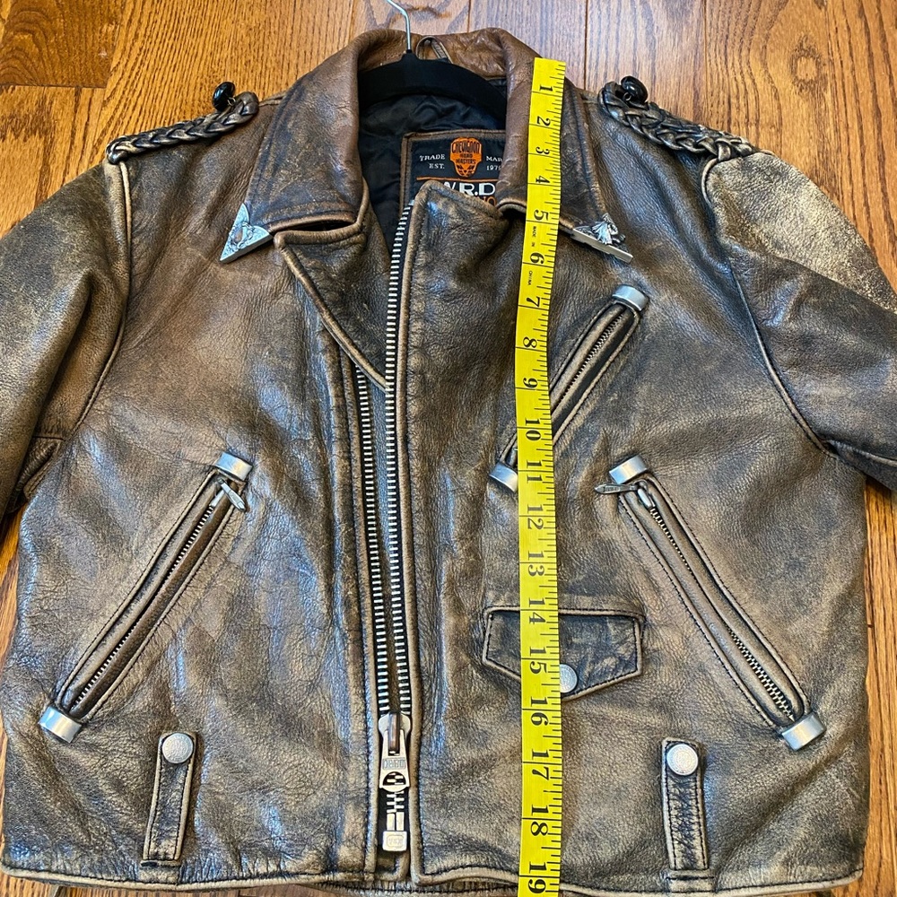 Vintage Chevignon Brown Genuine Leather Distressed Indie Biker Jacket Women S - Picture 12 of 16